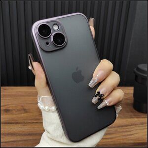 Frosted Black Phone Case with Purple Metallic Trim